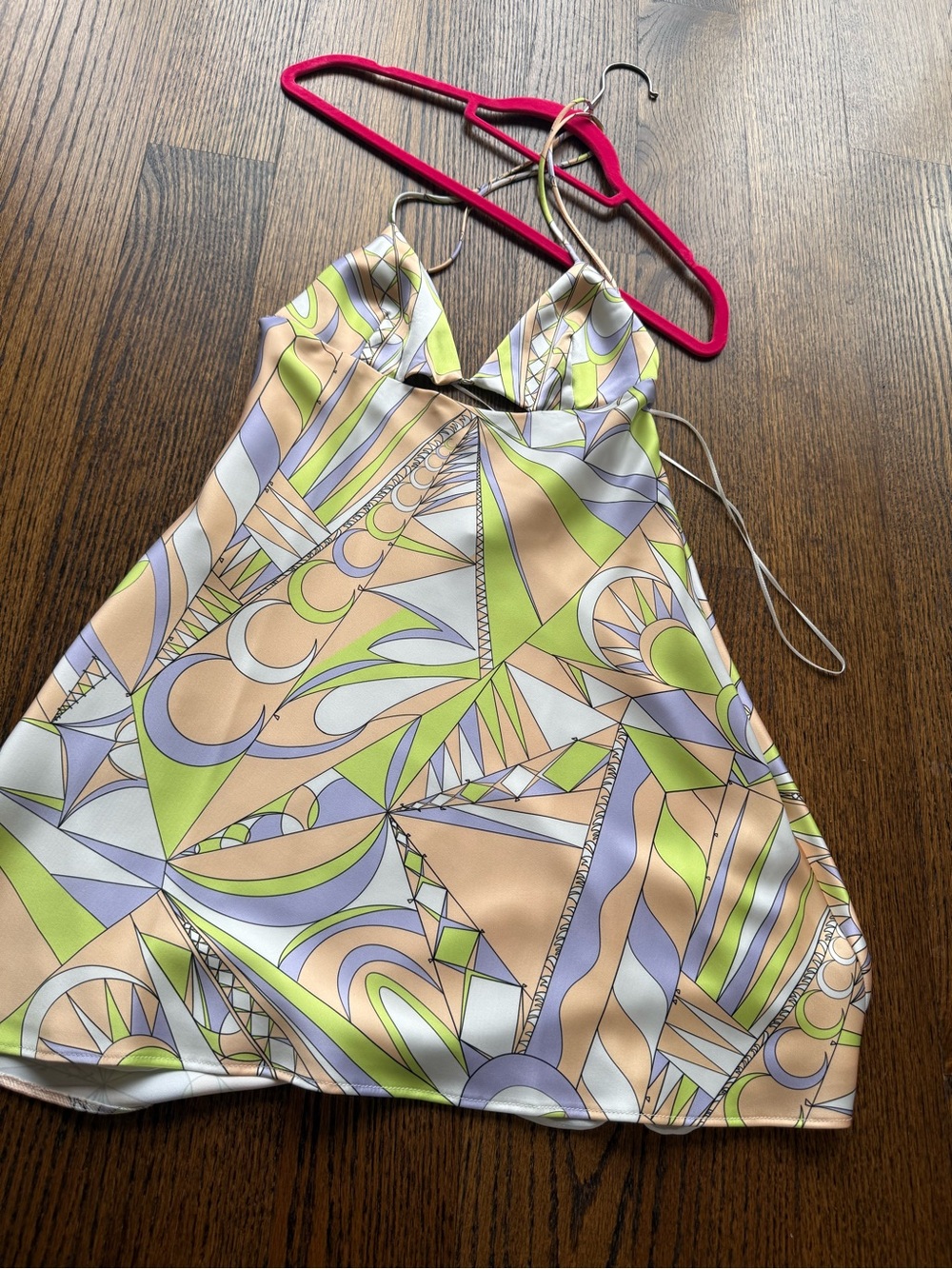 Zara Pastel Geometric Strapless Mini Dress